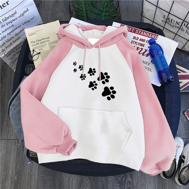 Women Cartoon Cat Paws Hoodie